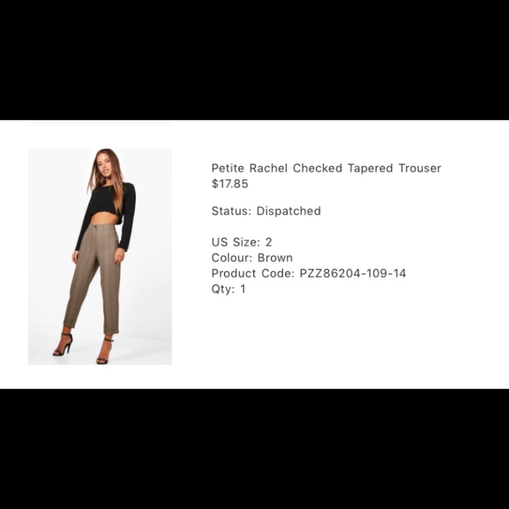 boohoo Petite Plaid Tapered Trouser